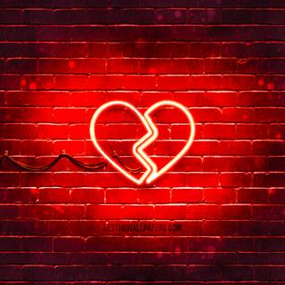 Neon broken heart wallpaper