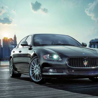 Car in city wallpaper