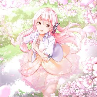 Anime girl cute pink hair wallpaper