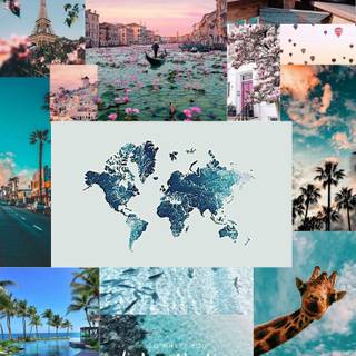 Collage blue summer wallpaper