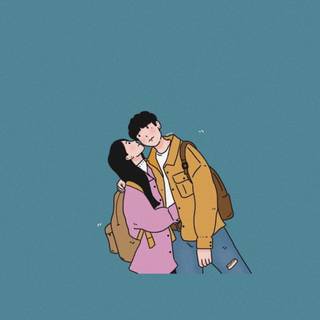 Aesthetic couple cartoon wallpaper