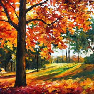 Autumn oil painting wallpaper