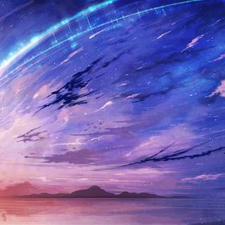 Purple and blue anime wallpaper