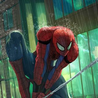 Spider-Man swinging wallpaper