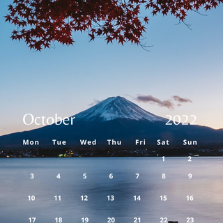 October 2022 calendar wallpaper