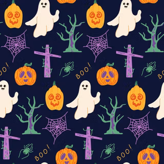 Cute blue Halloween wallpaper