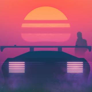 Retro wave sunset 4k wallpaper