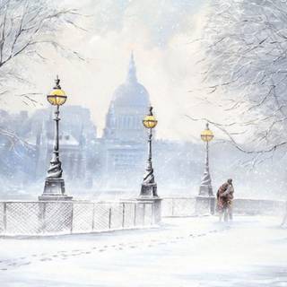 Winter town anime wallpaper