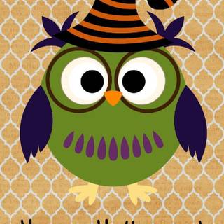 Preppy Halloween owl wallpaper
