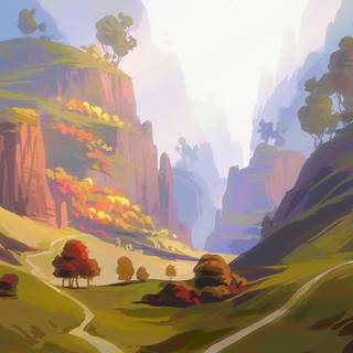 Digital autumn landscape wallpaper