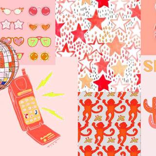 Desktop preppy aesthetic collage wallpaper