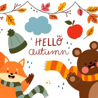 Cute autumn cartoon wallpaper