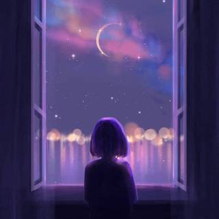 Sad purple anime wallpaper
