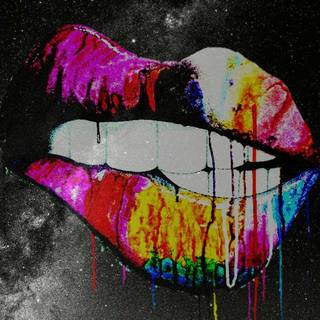 Rainbow lips wallpaper