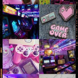 Gamer girl pink wallpaper