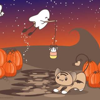 Cute Halloween cat wallpaper