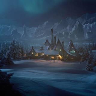 Fantasy winter landscape wallpaper