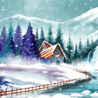 Winter Christmas forest wallpaper