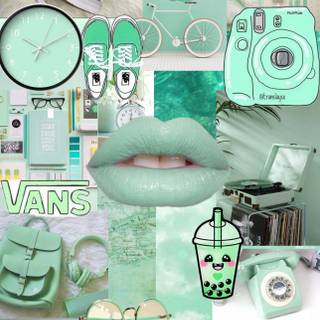 Mint green collage wallpaper