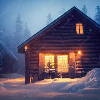 Christmas winter cabin wallpaper