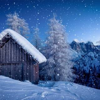 Christmas winter cabin wallpaper