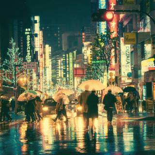 Tokyo night time desktop wallpaper