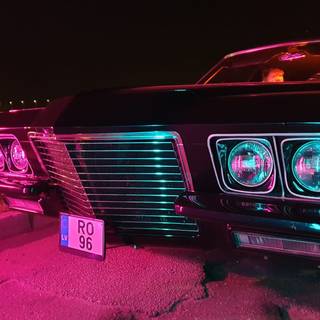 Retro muscle car neon wallpaper