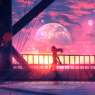 Chill anime pink wallpaper