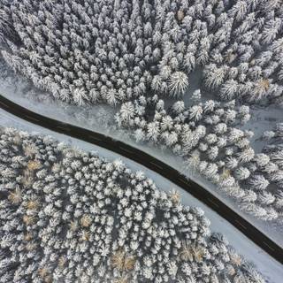 Drone winter road wallpaper