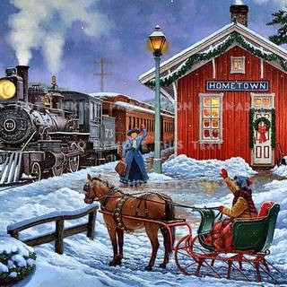 Train station Christmas wallpaper