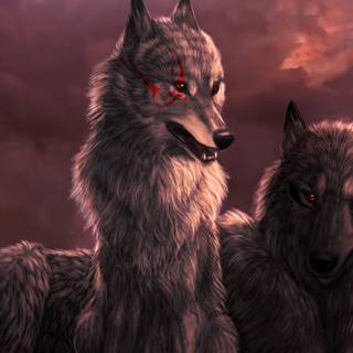 Cool red wolf wallpaper