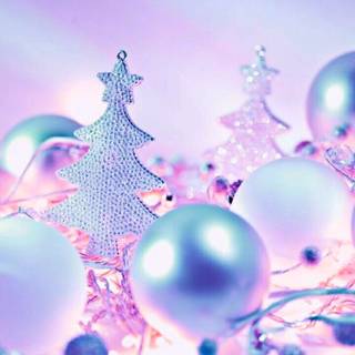 Blue and pink Christmas wallpaper