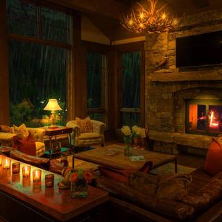 Fireplace interior winter wallpaper