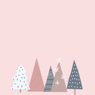 Aesthetic pink Christmas trees wallpaper