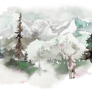 Winter forest drawing wallpaper