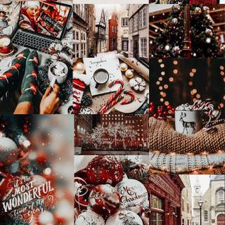 Green and red collage wallpaper