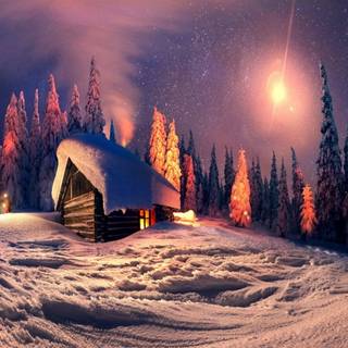 Night time winter wallpaper