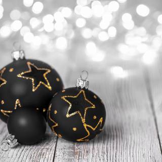 Black Christmas ornaments wallpaper