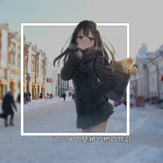 Anime winter street wallpaper
