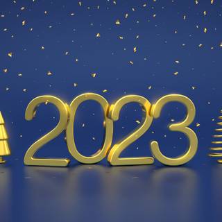 Happy New Year 2023 pink and gold wallpaper