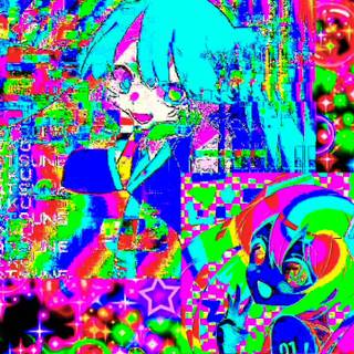 Miku glitchcore wallpaper