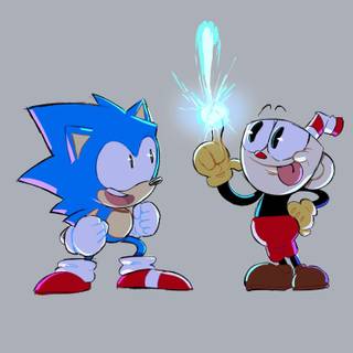 Cuphead vs. Sonic wallpaper