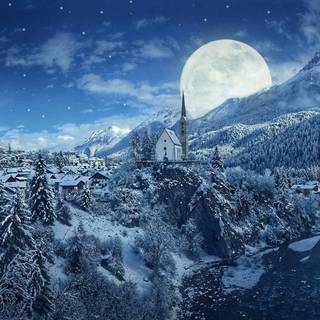 Fantasy winter landscape wallpaper