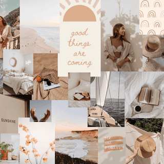 Aesthetic collage spring laptop wallpaper