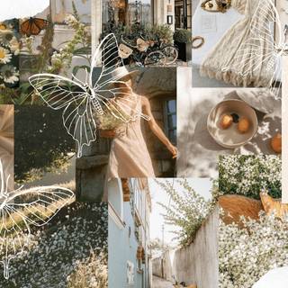 Aesthetic collage spring laptop wallpaper