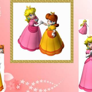 Peach and Daisy wallpaper
