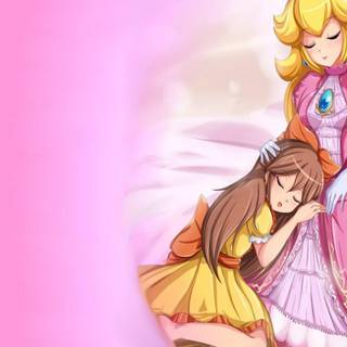 Peach and Daisy wallpaper