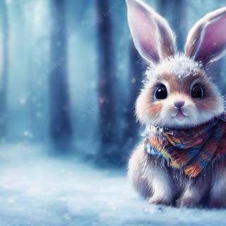 Cute winter bunny wallpaper
