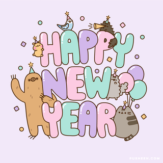 New Year cat Pusheen wallpaper