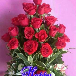 Valentine's Day cake and flowers wallpaper